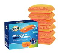 Scrub-It commercial miracle microfibre cuisine éponge par - grand - anti-rayures heavy duty nettoyage de la machine à vaisselle washable- (orange, 6 pack)