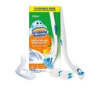 Scrubbing Bubbles Fresh Brush Kit de démarrage pour système de nettoyage de cuvette de toilette, nettoyant anti-taches, parfum action agrumes, 1 baguette de toilette + 4 recharges + 1 support