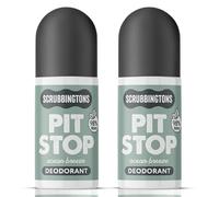 Scrubbingtons Pit Stop Natural Deodorant Roll On Ocean Breeze 2x 75ml | 98% Natural Formula for Women and Men with Sensitive Skin. Aluminium and Alcohol Free. Vegan and Cruelty Free. UK Made.