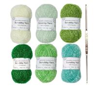 Scrubby Shine Yarn - Polyester, Glossy Hand-Knitting Crocheting Thread | Shimmering Gold Yarn For Bag Weaving And Korean Style Dishcloth Yarns With Crochet Hook