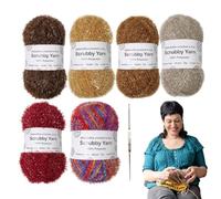 Scrubby Shine Yarn - Polyester, Glossy Hand-Knitting Crocheting Thread | Shimmering Gold Yarn For Bag Weaving And Korean Style Dishcloth Yarns With Crochet Hook