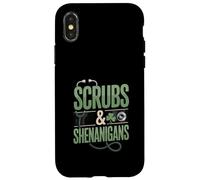 Scrubs and Shenanigans Nurse St Patrick Day Coque pour iPhone X/XS