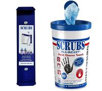 Scrubs Lot de 30 lingettes nettoyantes Scrubs-in-a--Bucket avec support mural assorti