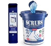 Scrubs Lot de 72 lingettes nettoyantes Scrubs-in-a--Bucket avec support mural assorti