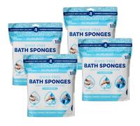 Scrubzz Lingettes de bain jetables sans rinçage - Lingettes de douche tout-en-un à usage unique - Vaporisez simplement, faites mousser et séchez sans shampooing ni rinçage (Lot de 4, Sans parfum)