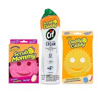 Scrud Daddy Scrub Mommy Daddy Caddy + CIF All Publis Cleaner - Cuisine double face sans rayures + Strouffard de salle de bain + Cre de nettoyag