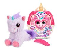 Scruffs licorne ScruffaLuvs - Violet - Peluche mystère, 19 cm - Lave et découvre 1 licorne avec corne spéciale, 4 à collectionner - Caisse de transport deluxe avec corne dorée de 28 cm, Soigne et joue
