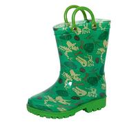 ScruffyTed Bottes de pluie pour enfants avec poignées d'enfilage et motif chasseur de dinosaures verts, taille 9 UK enfant.
