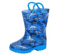ScruffyTed Bottes de Pluie pour Enfants avec poignées d'enfilage et Motif Requins et Baleines, Taille 10 UK Enfant.