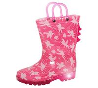 ScruffyTed Bottes en caoutchouc licorne lumineuses pour filles avec poignées et lumières clignotantes Rose, rose, 24 EU
