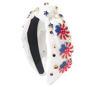 Scrunchieindependence Day Headband National Flag Diamond Star Sun Cross Headband Hair Ornement Blanc