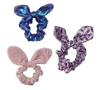 Scrunchies avec nœud Stitch Disney, bandes de cheveux en toile, 3 pièces, multicolore