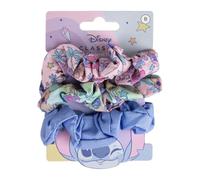 Scrunchies Disney Minnie Princess II Lilo & Stitch 101 Lift Aristochats toile élastiques cheveux queue de cheval 3 pièces, multicolore (Stitch (bleu clair)