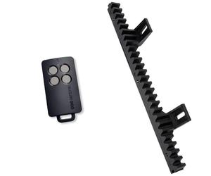 SCS Sentinel, AAM0121, Télécommande de Portail 4 Canaux avec Code Secret Tournant & AAM0098 - Crémaillère pour portail coulissant - 34 cm - Corps en Nylon avec insert en acier