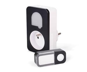 SCS Sentinel - Carillon Sans Fil Sans Pile Noir - Enfichable, Prise Intégrée - 150 m - Énergie Cinétique - Installation Immédiate, Usage Domestique Moderne - Accessoire Maison Sonnerie - CSF0109