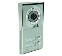 SCS Sentinel - PMP0013 - Platine de Rue 2 Boutons pour Interphone Vidéo Collectif 4 Fils - Pour 2 Logements - Façade Aluminium - Angle de vision 110 - Porte-Étiquette - 2B1