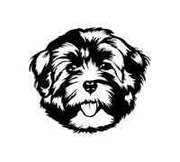 SCSHY Autocollant De Voiture 16.1X14.1Cm Mignon Animal Autocollant De Voiture Bichon Havanais Visage Vinyle Decal Chien Race Noir/Argent