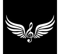 SCSHY Autocollant De Voiture 16Cm * 8.8Cm Coeur Musique avec des Ailes Éblouissante Fenêtre Vinyle Decal Autocollant De Voiture Noir/Argent