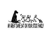 SCSHY Autocollant De Voiture 22.9Cm * 11.3Cm Mon Dogue Allemand S'Est Assis sur Votre Stick Figure Famille Vinyle Autocollant De Voiture Noir/Argent