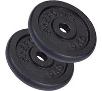 ScSPORTS® Disque Musculation - Set de 10 kg : 2 x 5 kg, Haute Qualité, en Fonte, Ø31 mm, Robuste, Noir - Kit Haltères, Dumbbell Set, Disque de Poids Musculation, Sport Maison, Salle de Sport
