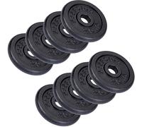 ScSPORTS® Disques d'Haltères - Set de 2/4/5/10/15/20kg, en Fonte, Ø 30/31mm, Adaptés au Sol, Noir - Jeu Poids, Fitness, Haltères Longs