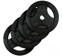 ScSPORTS® Disques Poids - Set 4 x 0,5/4 x 1,25/4 x 2,5/4 x 5/2 x 10/2 x 15/1 x 20kg, 30/31mm, en Fonte, Noir - Plaques d'Haltères Olympiques Tri-Grip, Équipement Gym (20kg (4 x 5))