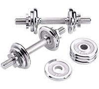 ScSPORTS® Haltere Musculation avec Valise -7.5/10/15 kg, Chromées, Antidérapantes, Plaques en Fonte, 30/31 mm, Noir/Argenté - Set de Poids, Reglable, Musculation (10 KG + 2 x Haltère (Chromé))