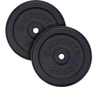 ScSPORTS® Jeu Disques d'Haltères - Plaques de 20/25/30kg, Ø 30/31mm, en Fonte, Noir - Set Poids, Fitness, Musculation (50kg (2 x 25))