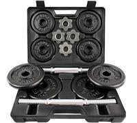 ScSPORTS® Lot de 2 haltères Courts, 20 kg, avec Coffret, 8 Poids (4 x 2,5 kg et 4 x 1,25 kg), diamètre 30/31 mm, en Fonte, Fermetures en étoile, kit d'haltères, Courts, pour la Salle de Sport, Le