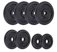 ScSPORTS® Set Disques Poids - en Fonte, 30/31 mm, Noir - Ensemble Plaques pour Haltères, Équipement Gym, Haltérophilie, Musculation