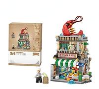 SCTCACR LOZ Mini Street View Bloc de Construction Stand de Nourriture de Style Chinois Magasin d'alimentation de Hong Kong pour Les Enfants Maison Cadeau Brick Home Decor (1292-no Box)