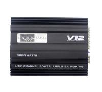 Sctecoau Amplificateur Audio de Voiture 12 V 3800 W Amplificateur Haute Puissance Haute Puissance Double Sortie de Basse Chariot Haut-Parleur Audio 4 Canaux