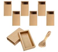 Sctmda Boîte à Tiroirs en Papier Kraft 6 Pièces Petit Kraft Brown Boîte Carton Boîte Kraft Rectangulaire Boîte Carton Tiroir Plate Petite Boite en Carton Boîtes Carton Kraft à Plier avec Couvercle