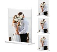 Sctmda Présentoir de Table en Acrylique A6 4 Pièces Présentoirs de Table Forme de T Porte Menu Acrylique A6 Présentoir de Bureau en Acrylique Double Face Présentoir en Acrylique pour Hôtels Bureaux