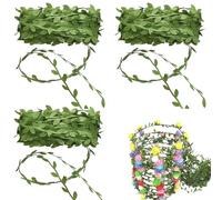 Sctmda Ruban Feuille Verte 3 Rouleaux Feuilles Vertes Ruban Faux Feuille Guirlande Ruban Vignes Artificielles Liane Artificielle Guirlande pour DIY Jardin Mariage Emballage Cadeau