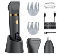 Scttomon Tondeuse corporelle pour hommes, tondeuse à cheveux publique sphérique, rasoir à Foil corporel, rasoir, tondeuse nasale et auriculaire, Écran LED étanche à l'eau et à l'humidité