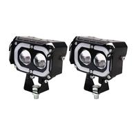 SCUASKJ Moto Projecteur Avant Feux Projecteur LED Pour 1 Ou 2 Pièces Avec Interrupteur, Double Lentille, Feux De Route/croisement, Blanc/jaune