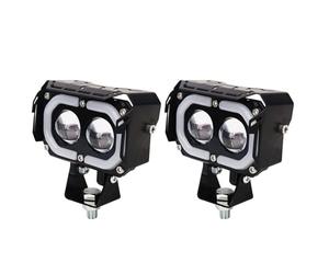 SCUASKJ Moto Projecteur Avant Feux Projecteur LED Pour 1 Ou 2 Pièces Avec Interrupteur, Double Lentille, Feux De Route/croisement, Blanc/jaune