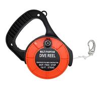 Scuba-Choice Diving Dive Reel, 150ft White Line, Plastic Handle, Orange with 2" Clip - Multi-Purpose, Ideal for Scuba Diving, Spearfishing, and Underwater Adventures