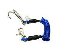 Scuba-Choice Unisex Scjl-312 Diving Stainless Steel Reef Double Hook with Spiral Coil Lanyard, Black, One Size