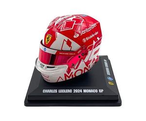 Scuderia F1 Team, modèle officiel LookSmart Spark, mini casque Charles Leclerc édition spéciale vainqueur Monaco 2024 à l'échelle 1/5, rouge, blanc