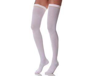 SCUDOTEX Bas Médical Auto Fixant Anti-Thrombose à Compression Décroissante 18-24 Hg mm Longueur Moyenne Couleur Blanche Taille 4