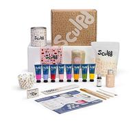 Sculpd Kit de fabrication de bougies avec argile séchée à l'air libre et peinture acrylique, kit de démarrage de bougies pour adultes avec cire de soja écologique non toxique, huile parfumée parfumée,