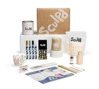 Sculpd Kit de fabrication de bougies avec argile séchée à l'air libre et stylo de peinture acrylique, kit de démarrage de bougies pour adultes avec cire de soja écologique non toxique, huile parfumée
