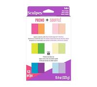 Sculpey: Multipack - Néons Premo + Souffle Pastels - 24 barres de couleur uniques, lot d'échantillons, non toxiques, projets de sculpture, fournitures d'art pour adultes