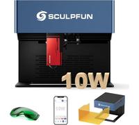 SCULPFUN iCube Pro Max 10 W Machine de gravure laser portable, précision de gravure de 0,05 mm, gravure laser hors ligne, filtre à fumée pour papier, bois, plastique