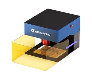 SCULPFUN iCube Pro Max 10 W Mini découpeuse laser avec filtre à fumée, gravure par application, vitesse de gravure 10 000 mm/min, alarme de température, mise au point laser 0,08 mm, pour bois, métal,