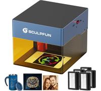 SCULPFUN iCube Pro Max 10W Graveur laser avec filtre de fumée, alarme de température et 5 jeux de tampons filtrants