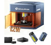 SCULPFUN iCube Ultra 12 W Laser à diode + boîtier laser infrarouge 1,2 W Machine de gravure laser portable double laser avec mini rouleau rotatif RA, caméra iCAM, kit d'assistance d'air et plaque en