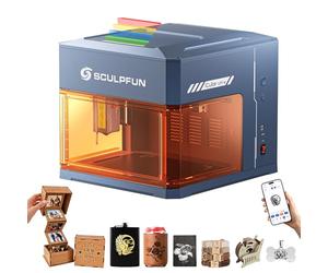 SCULPFUN iCube Ultra 12 W Machine de gravure laser, découpeuse et graveuse laser portable avec filtre à fumée, entièrement fermée, mise au point automatique, gravure pour bricolage bois métal